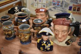 A selection of Toby style character jugs including Royal Doulton and Capodimonte