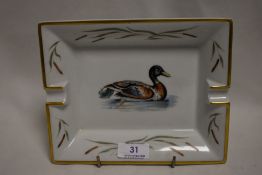 A modern porcelain Hermes Paris dish having mallard duck decoration