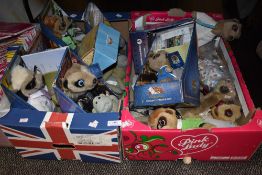 A collection of modern Compare the Meerkat soft toys including Yakov's Toy Shop and Star Wars