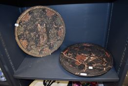 Two 19th century Japanese terracotta wall plaques said to have been displayed in Kendal castle,