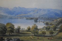 William Taylor Longmire, (1841-1914), attributed to, a watercolour, Langdale Pikes from Lowood,