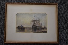 F Fusman, (19th century), an oil painting, galleons at sea, signed and dated 1868, 18 x 28cm,