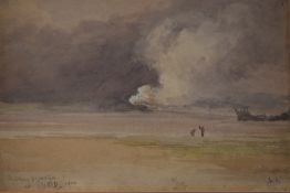 William Woodhouse, (1857-1905), a watercolour, Artillery Practice Bare 1900, initialled and