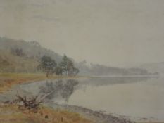 Cuthbert Rigby, (1850-1935), a watercolour, Coniston Lake a hazy day in November, signed and dated