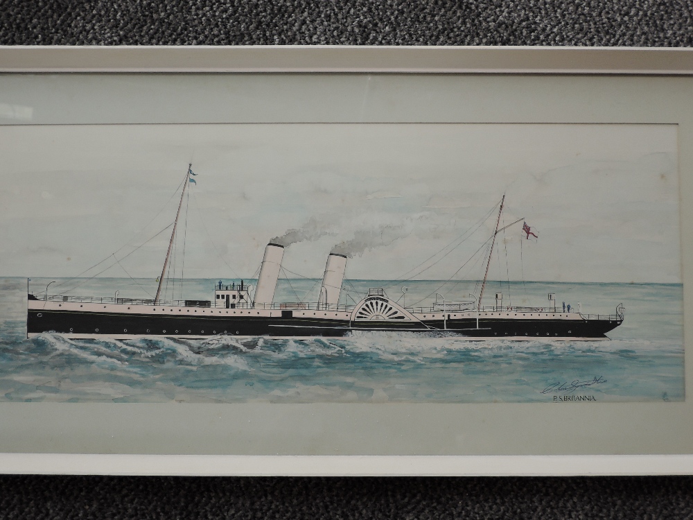 Colin K Gruneklee, (20th century), two watercolours, HMS Glasgow, signed, 25 x 49cm, mounted
