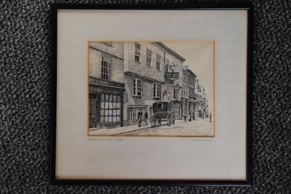 Alfred Wainwright, (1907-1991), a pen and ink sketch, The Kings Arms Hotel Kendal, signed and