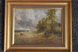 William Manners (1860-1930), attributed to, a pair of oil paintings, Hayfields, attributed verso, 20