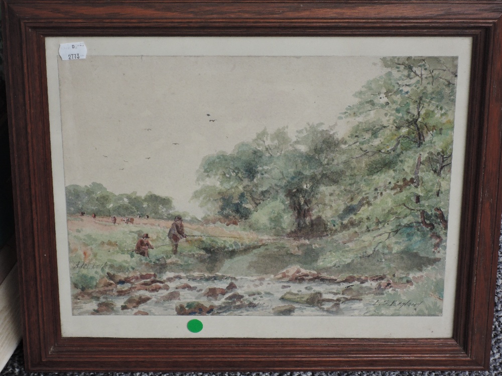 E S England, (act:1890-1910), a watercolour, fishermen Adel Beck, signed, 27 x 37cm, framed and