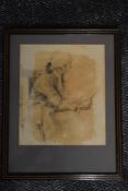 (19th century), a sketch, period attired gent, 26 x 22cm, later mounted framed and glazed, 40 x