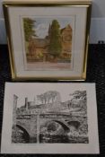 Alfred Wainwright, (1907-1991), after, a print, The Bridge at Barnard Castle, signed, (faded), 16