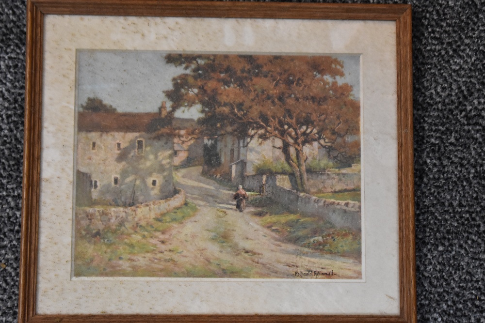 Reginald Aspinwall, (1858-1921), after, a print, country lane, 23 x 28cm, mounted oak framed and