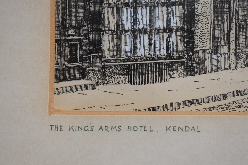Alfred Wainwright, (1907-1991), a pen and ink sketch, The Kings Arms Hotel Kendal, signed and - Image 2 of 5