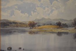 Bernard Eyre Walker, (18186-1972), a watercolour, Lakeland landscape with Langdales, signed and