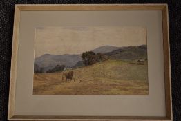 Cuthbert Rigby, (1850-1935), a watercolour, Haymaking at Ulpha, signed and attributed verso, 23 x