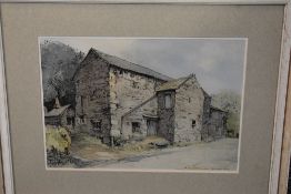 William Dodd, (contemporary), a watercolour, Lakeland barn, signed, 25 x 35cm, mounted framed and