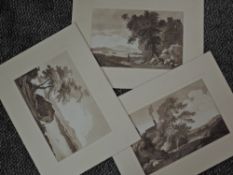 (19th century), Three prints, sepia, landscapes, unsigned, 15 x 23cm, mounted, 26 x 34cm