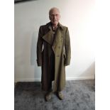 A early/mid 20th century British Army Great Coat, medium size, no labels, named to Richard Giles