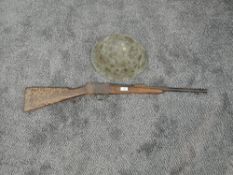 A Martini Henry Rifle, breech loading, under lever, decorated stock, missing trigger af, barrel