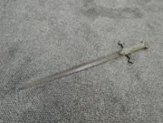 A 1856 pattern Drummers Sword having brass hilt with cypher, blade very corroded, no scabbard, blade