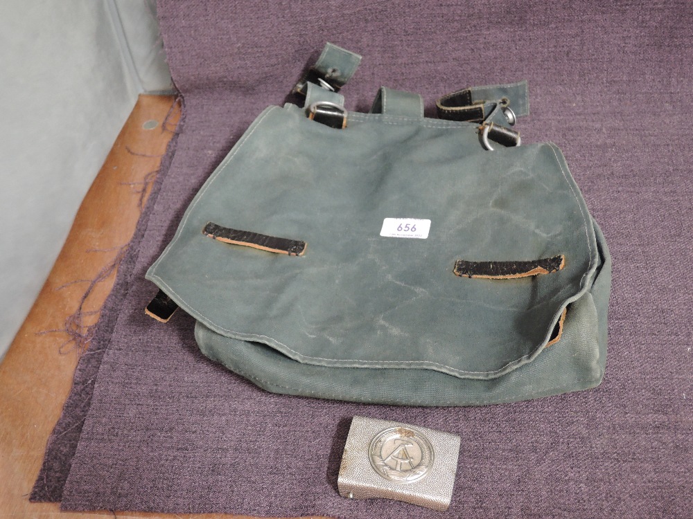 A East German post war (N.V.A.) Bread Bag similar to Wehrmacht along with a East German (N.V.A) Belt