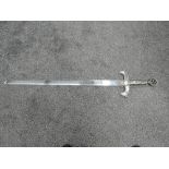 A reproduction medieval Knights Sword, blade length 94cm, overall length 120cm