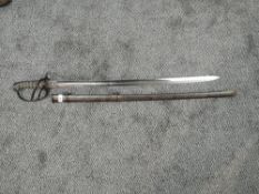 A British 19th century Light Cavalry Sword, 1821 pattern, steel open basket handle, shark skin and
