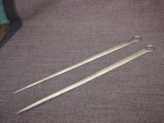 A pair of Military Issue Elctro plated Meat Skewers having makers marks for Briddon Brothers, length