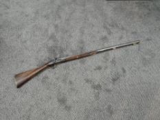 A Large Bore Percussion Sporting Gun having Thompson stamped to side lock, proof marks seem, metal