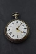 A Georgian silver key wound pocket watch having verge movement engraved Joseph Dovles, London, no: