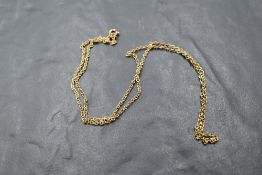 A yellow metal chain stamped 9ct, approx 20' & 3.5g