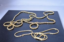 A 1980's gold plated fancy link chain by Grosse of Germany, approx 60' and a gold plated chain of