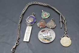A small selection of white metal and HM silver jewelllery including Ingot pendant, watch chain,
