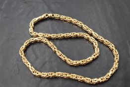 A 22' 14ct gold Byzantine link chain of heavy form, approx 61.8g