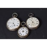 Two HM silver pocket watches and a small continental silver pocket watch, one bearing presentation