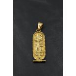 An Egyptian 18ct gold hieroglyphics 'Jane' pendant, approx 4g