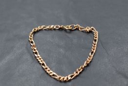 A 9ct rose gold figaro link bracelet, approx 4.8g