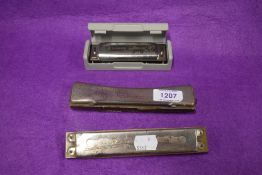 Three vintage Harmonicas including two Hohner and one by Song Band