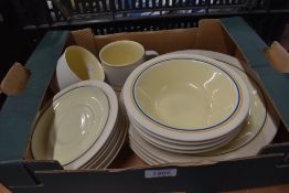 A selection of Hornsea Pottery tea and dinner wares in a blue and yellow vitramic design