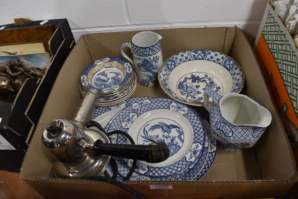 A nice selection of blue and white ceramics including Wood and Sons 'Yuan' and HH&G Co 'Orient'