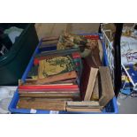 A box of children's vintage reading books, including The Modern Book for Tinies, Every Girl's annual