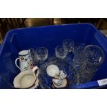 A nice selection of cut glass including glasses, vases and bowl also Wedgwood 'Eastern Flowers'