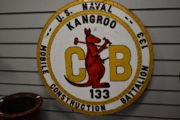 A mid century Perspex advertising sign for U.S Navy Mobile Construction Batallion Kangroo 75cm wide