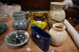 A selection of mid century and later studio pottery including Eden vase, C.E Italy, Rob Frick and