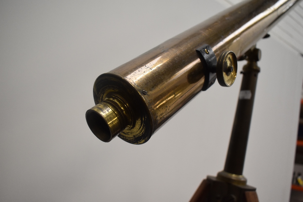 An antique floor standing brass bodied 3-inch refractor telescope with a terrestrial and - Image 3 of 5