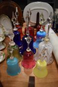A selection of vintage studio art glass bells and ringers in various colours and designs