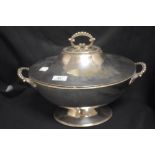 An early 20th century Mappin and Webb silver plated lidded soup tureen of typical design with