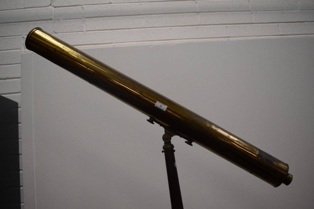 An antique floor standing brass bodied 3-inch refractor telescope with a terrestrial and - Image 2 of 5