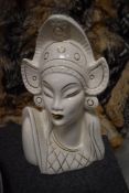 A mid century ceramic bust of an oriental lady