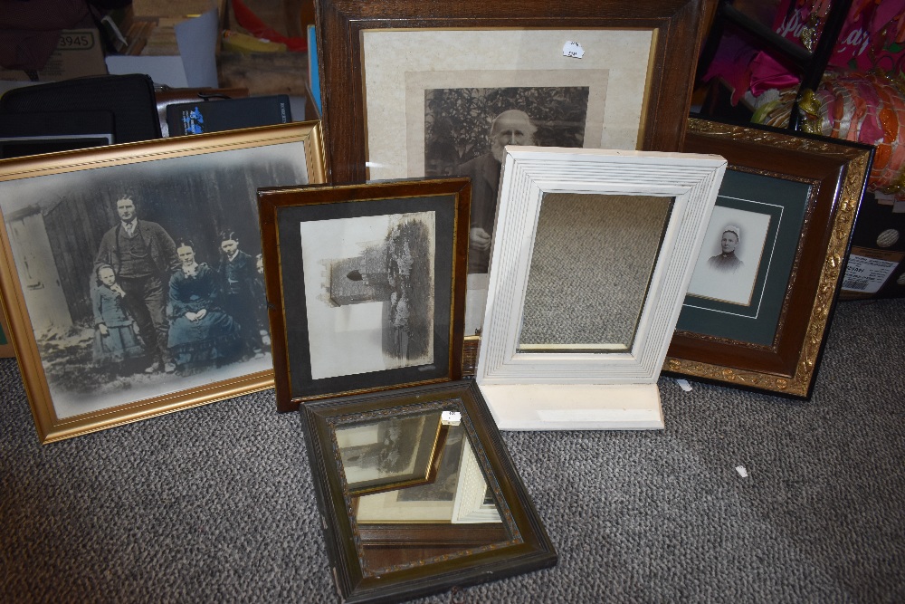 Four early Victorian photographic prints and two early 20th century small sized mirrors