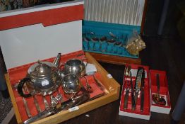 Two part canteens of cutlery including Community, with some additional cutlery and flatwares